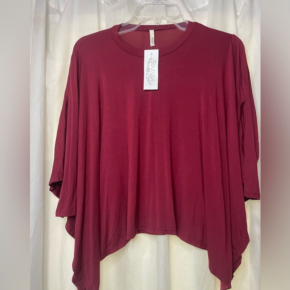 NWT GTOG Kids Maroon Size 7-8 3/4 Sleeve Batwing Shirt